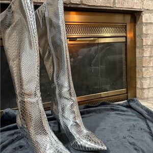 INC International Concepts Silver Heeled Boots